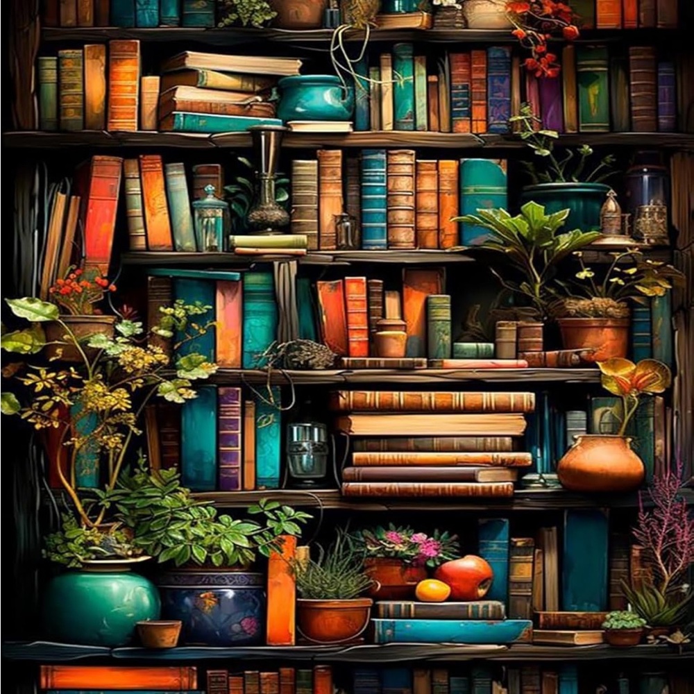 836. DIY Diamond Art Adult Colorful Bookshelf Wall Art Decor